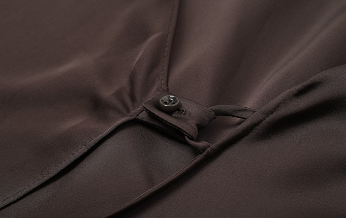 ZHUCHONGYUN Brown long-sleeve midi wrap dress-TRAIFY.