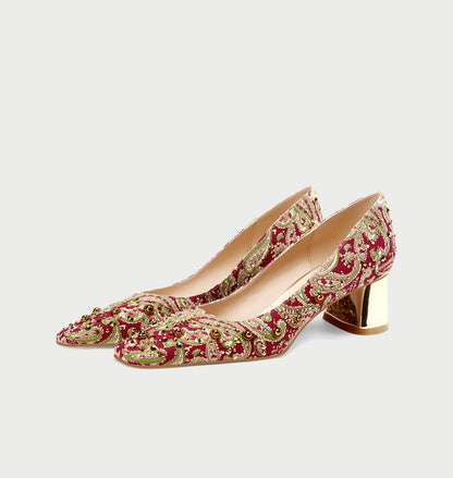 Pjjuu Spring And Autumn Red Wedding Block Xiuhe Clothes Shoes - SANS