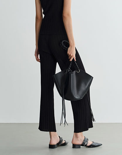 COMME MOI three acetate pit strip lapel knitted vest & pants - ELENA.