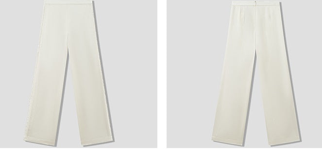 COMME MOI Lv Yan designer summer slanted lace top off-the-shoulder light shirt pants - ROMEO.