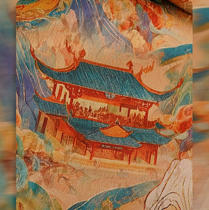 HECO Chinese Stand Collar Color-Blocked Golden Dragon Embroidery Dress - ZIPH