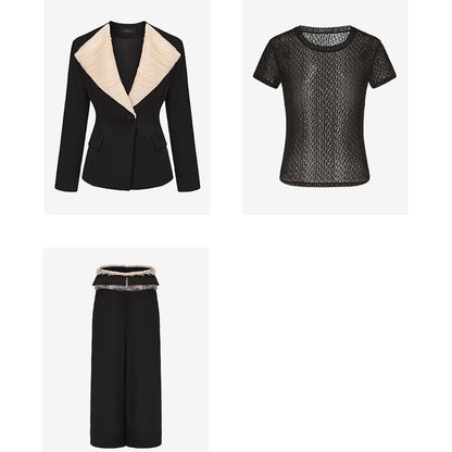 ATELIER MISS LU Spring/Summer Textured Soft Tulle Waist Blazer - DOMINION