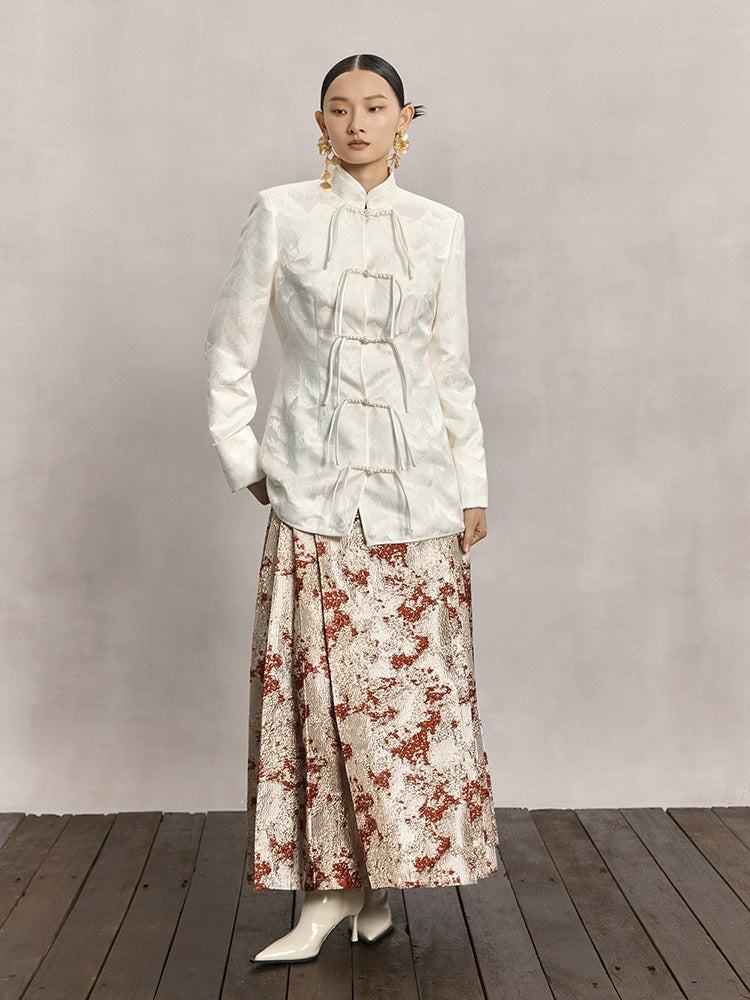 HECO Red Horse Face High Waisted Long Hanfu Skirt - offer.