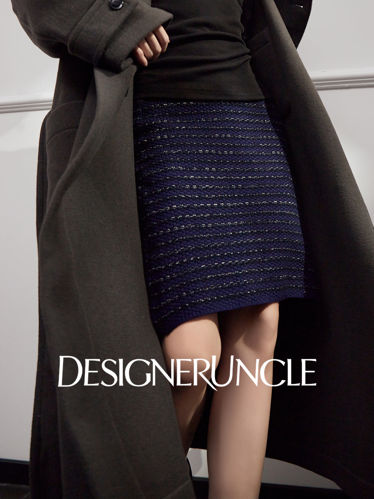 DGU "Yaolan" royal blue small fragrance temperament celebrity commuter skirt - Roberta.