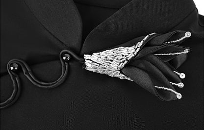 HECO Summer Handmade Orchid Winding Mandarin Neckline Short Sleeve Top - FLIGHT.