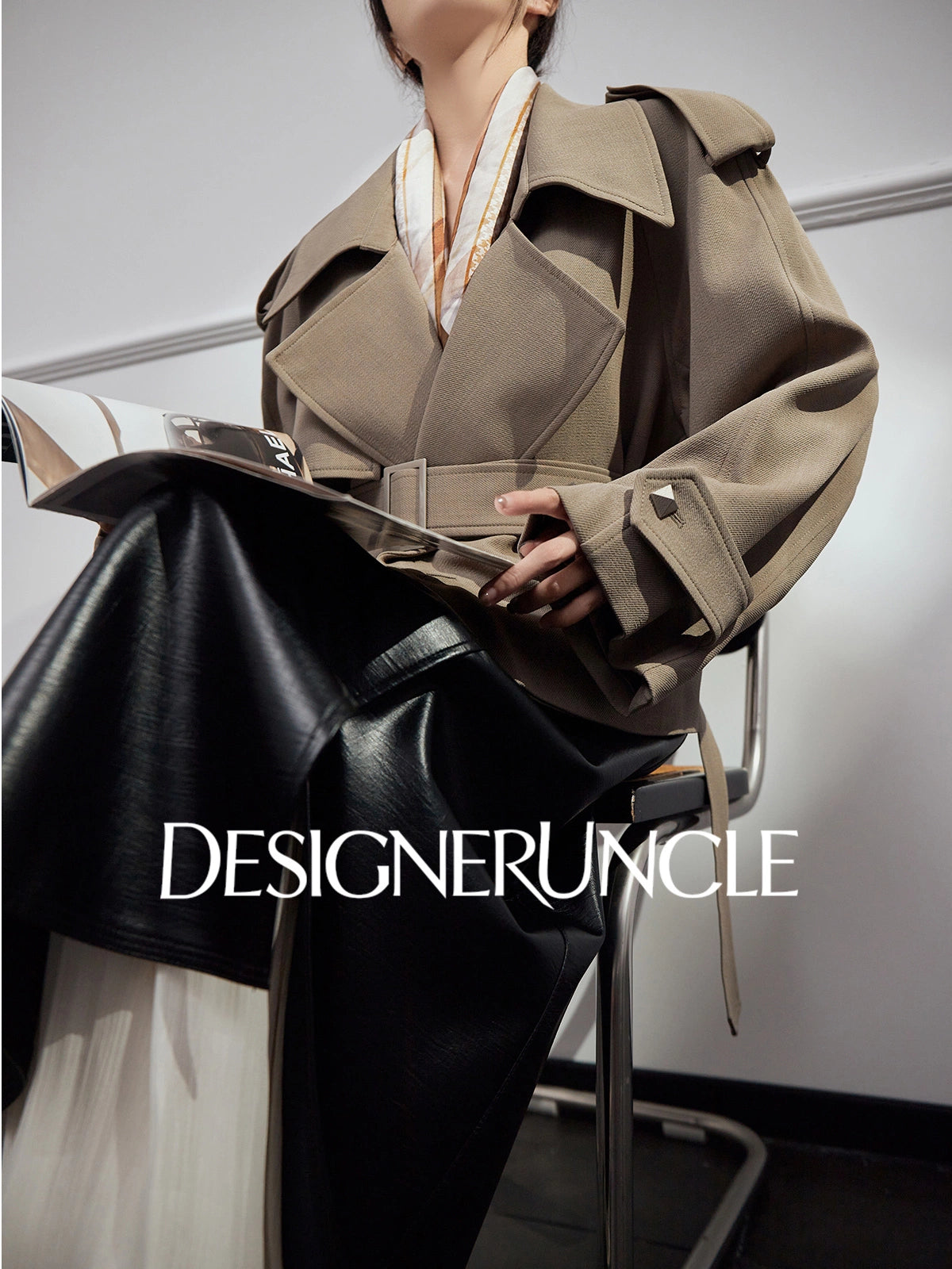 DGU "Goose Shadow" gray British style mid-length slimming jacket - RCANE.