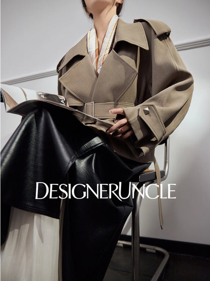 DGU "Goose Shadow" gray British style mid-length slimming jacket - RCANE.