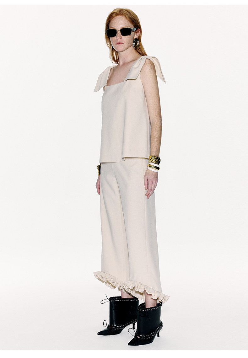 ATELIER MISS LU Genuine Hem Multilayer Rolled Straight Cropped Pants - JONAS