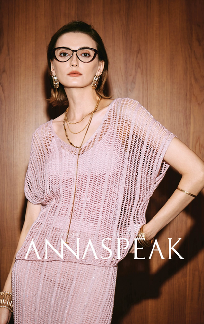 ANNASPEAK Lightweight and breathable cut-out fine glitter top skirt set summer-TOSE.