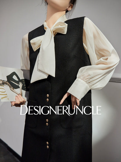 DGU "Suyu" black new small fragrance celebrity high-end commuter skirt - Carl.