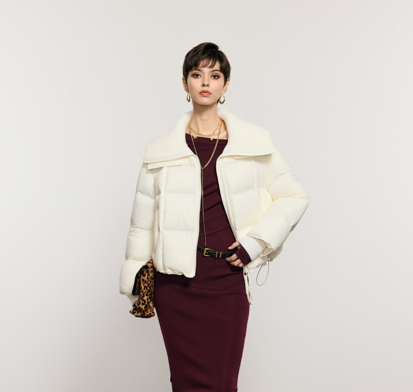 ANNASPEAK Lightweight Wool Collar Short Down Jacket-PANP.