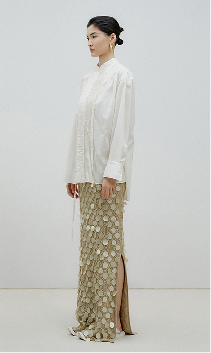 ZHUCHONGYUN handmade sequential embroidery long knitted skirt-ICHIGO.