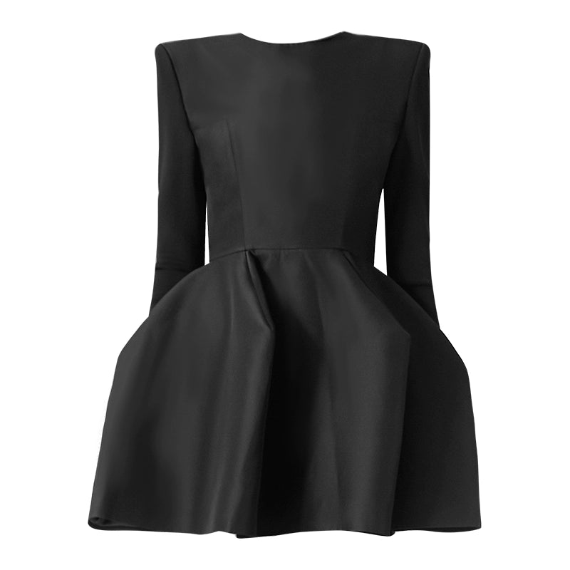ANNAKIKI Silk Wool 3D Three-dimensional Hem Short Dress-ALUCARD.