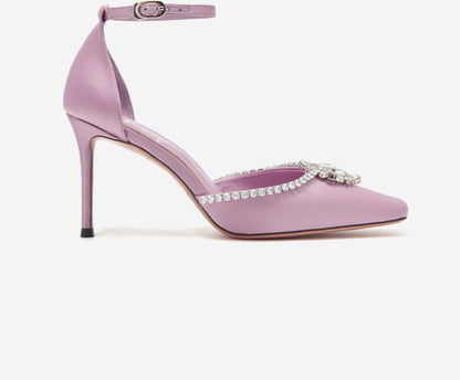 SHOESZOOO French Ankle Strap Stiletto Square Toe Crystal High Heels - MYSELF.