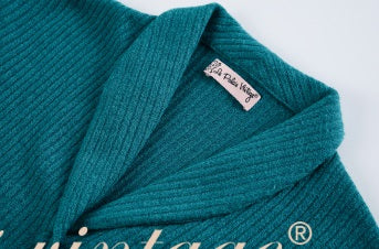 Le Palais Blue Knit Comfortable  Cardigan Mermaid Skirt Set-NIK