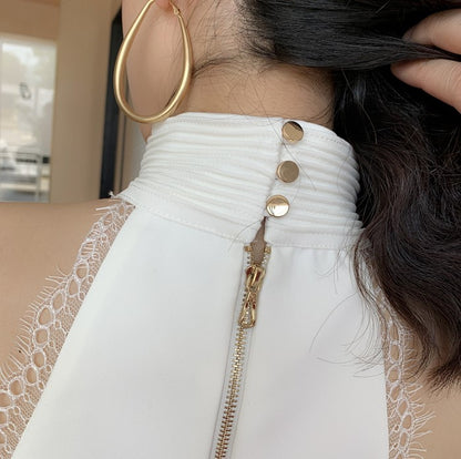 DOLLY Elegant Stand Collar Sleeveless Off Shoulder Top +Long Flared Pants-UGO