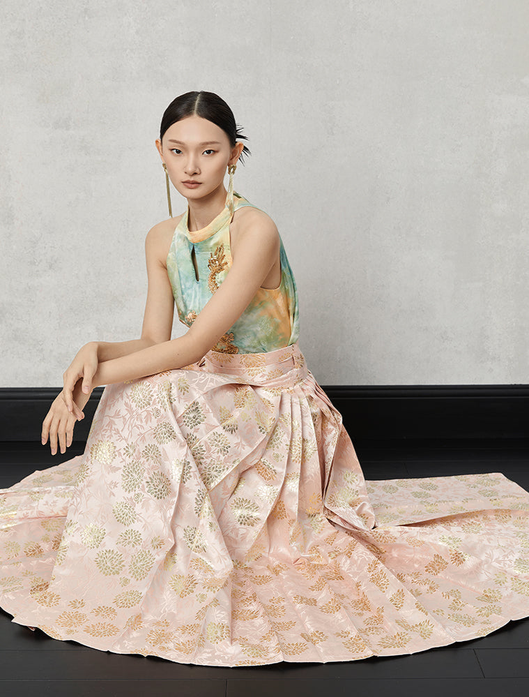 HECO silk tie-dye jacquard vest camisole top women - grat.