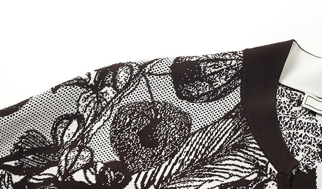 ZHUCHONGYUN spring's knit jacquard loose cross-collared jacket--SHARU.