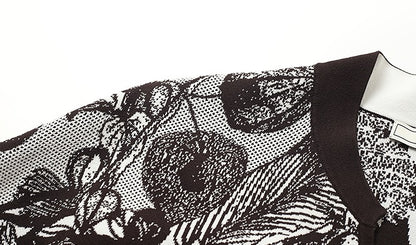 ZHUCHONGYUN spring's knit jacquard loose cross-collared jacket--SHARU.