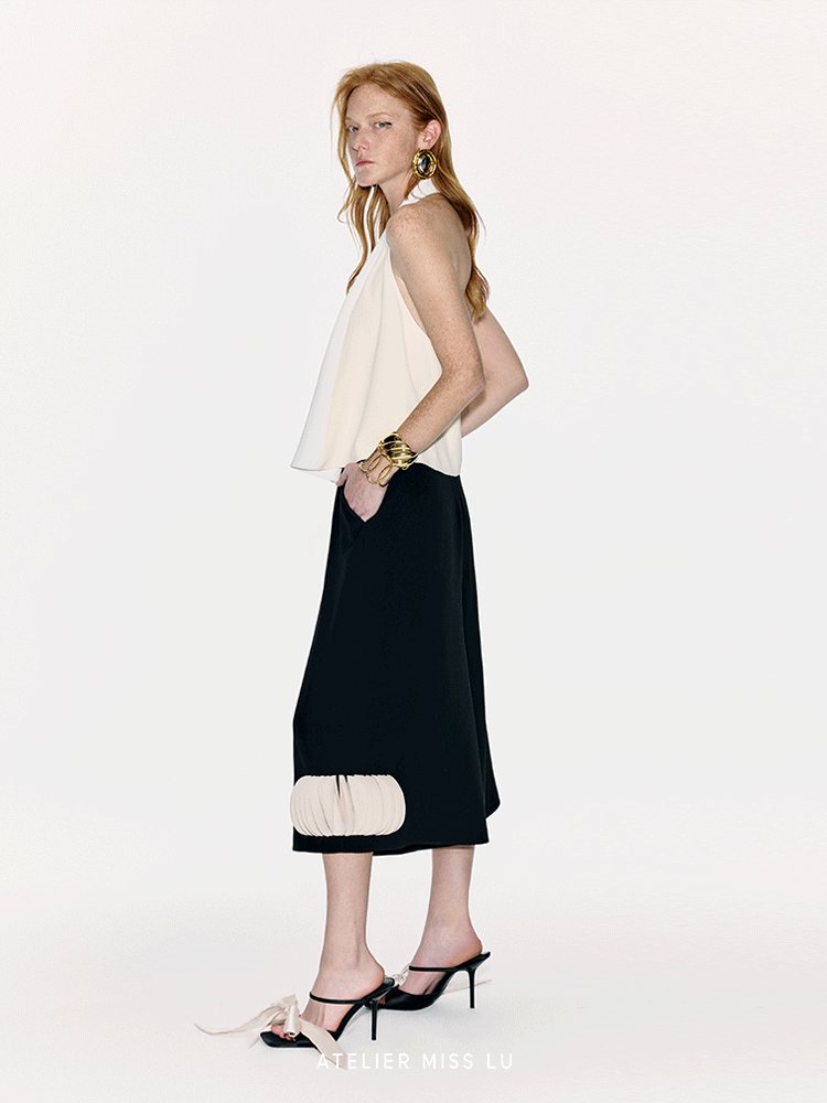 ATELIER MISS LU  color-block design backless halterneck A-line vest top - ENERGY