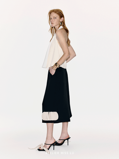 ATELIER MISS LU  color-block design backless halterneck A-line vest top - ENERGY