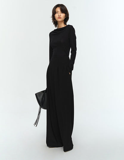 COMME MOI Lu Yan Designer's new commuter acetic high-waisted double-pleated wide-leg pants - MARD.