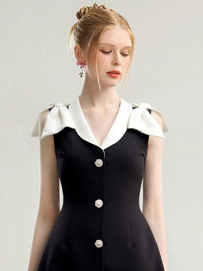CHECOCRE Stubble black and white temperament women's suit vest dress - TEDE.