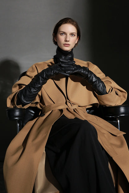 PIAOIN high-end wool relaxed round neck design old money windbreaker jacket -GINA