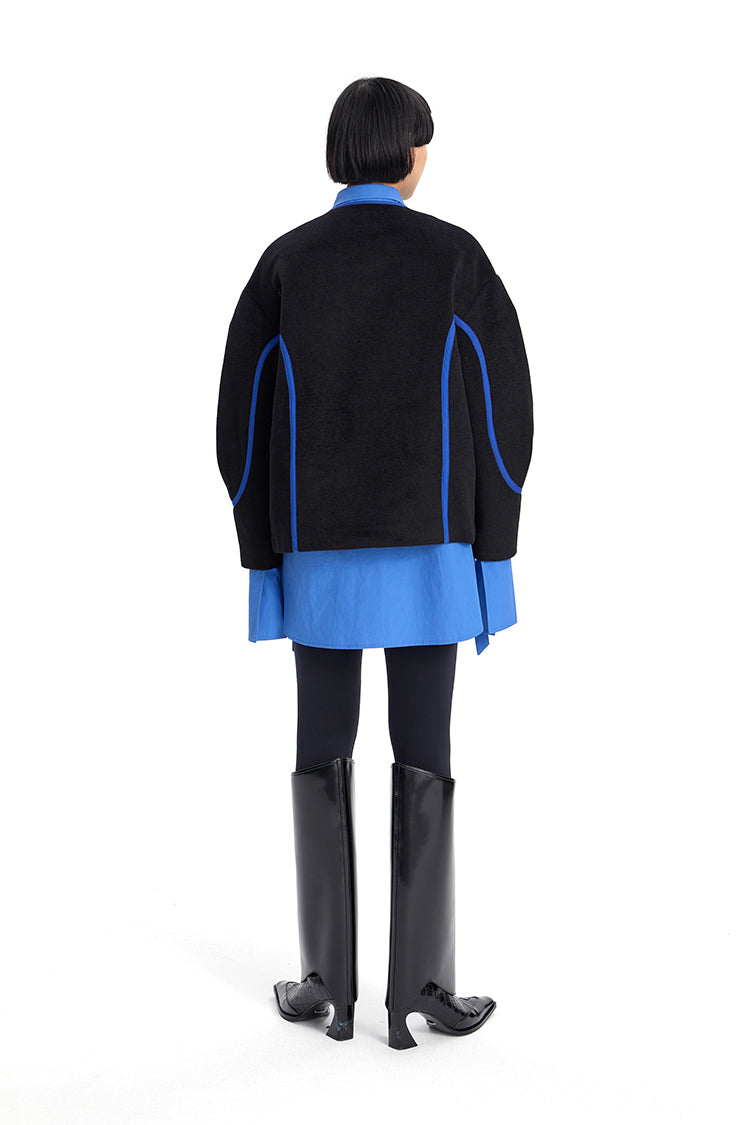 TINY IN Line Cropped Tweed Women's Black Jacket - KENCHO