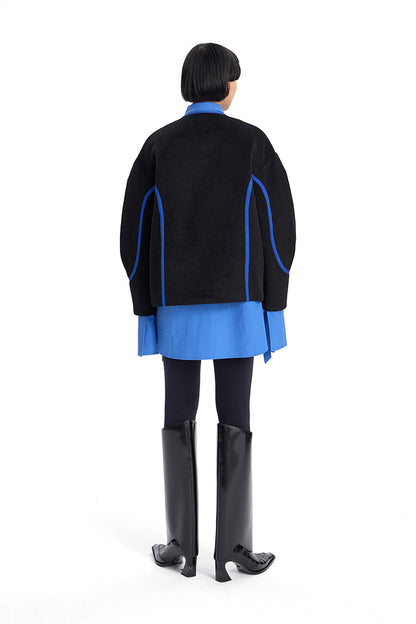 TINY IN Line Cropped Tweed Women's Black Jacket - KENCHO