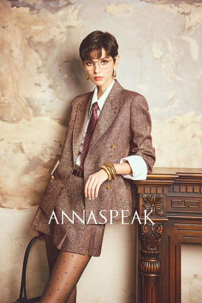 ANNASPEAK ROSSO Red Label  90s Retro Suit Skirt Set-ZEHU.