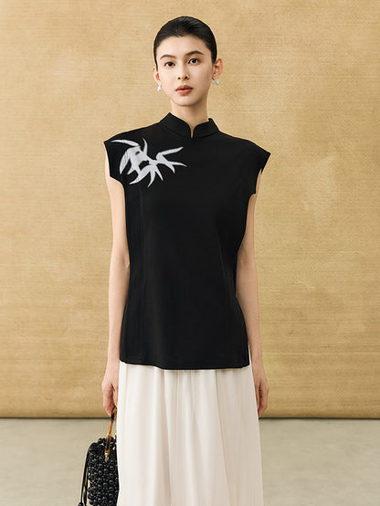 HECO Chinese Bamboo Leaf Print Short Sleeve T-Shirt - CHASE.