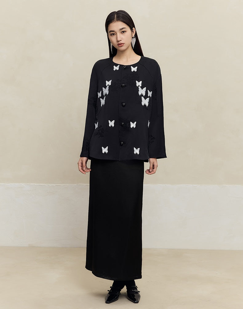 HECO acetate drape feeling thin long skirt women - great.