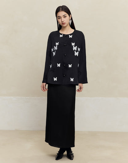 HECO acetate drape feeling thin long skirt women - great.