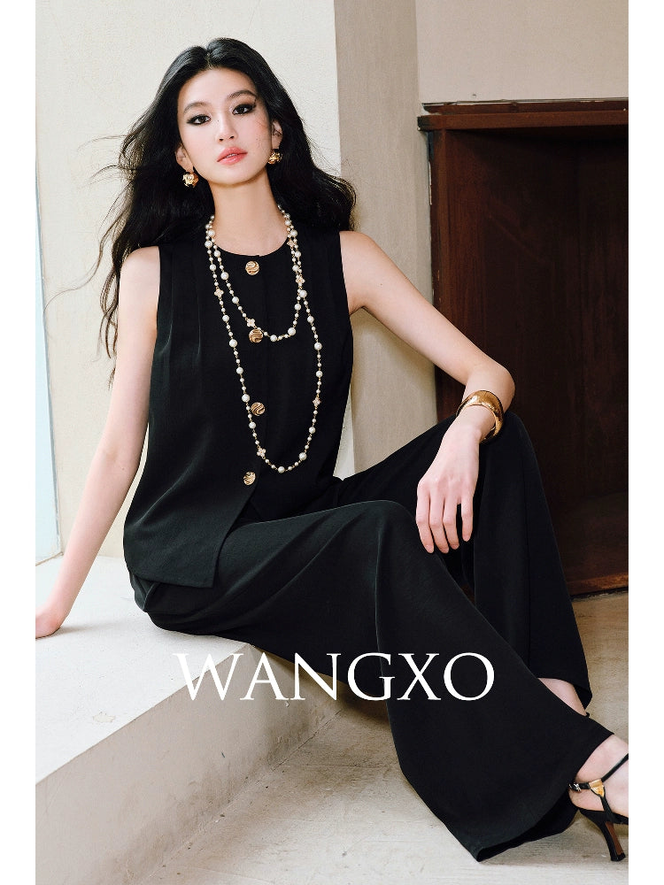 WANGXO | Skin-Friendly Fabric with High-End Metal Buckle Hand-Pinched Layered Urban Suit -NIXI