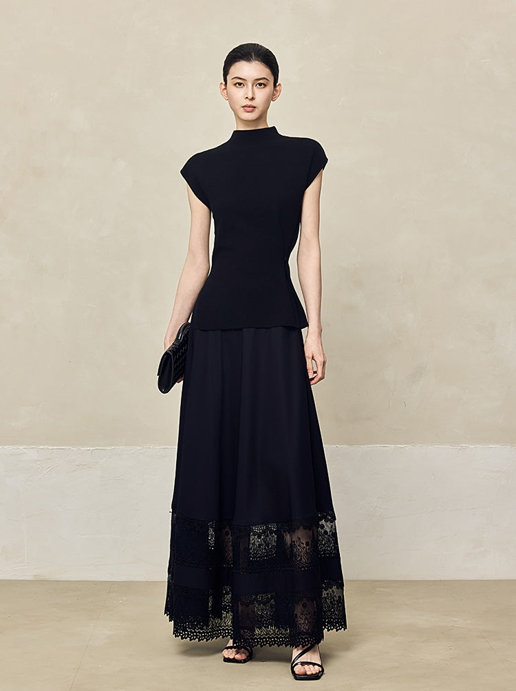 HECO Acetate Hollow Lace A-line Long Skirt women - FLOW.
