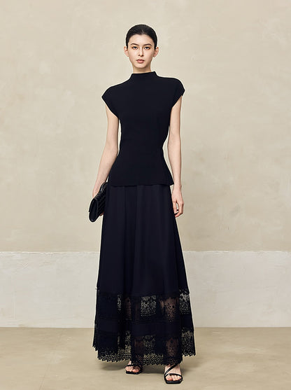 HECO Acetate Hollow Lace A-line Long Skirt women - FLOW.