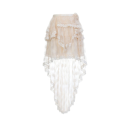 FAME Staggered Irregular Ivory Lace Skirt Skirt - GABRIEL.
