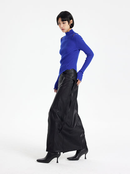 TINY IN irregular ripped raw edge wool knit sweater -SUAREZ