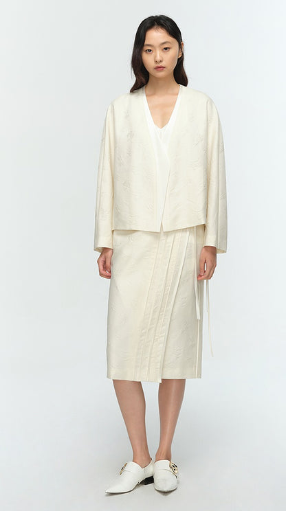 COMME MOI Lu Yan designer's new women's high-intelligence silk wool jacquard spliced suit - BREAT.