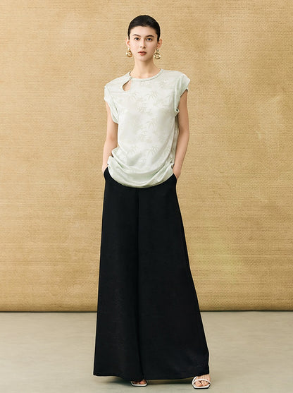 HECO Chinese high-end acetate jacquard drape slimming trousers - QUEEN.