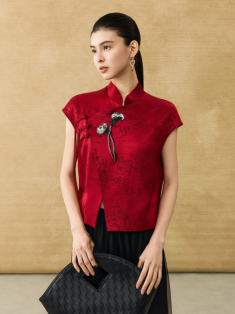 HECO Chinese Acetate Jacquard Short Sleeve Shirt - NIBE.