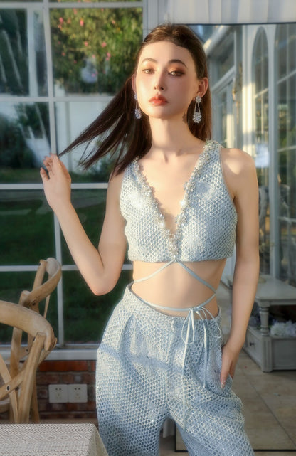 Wardrobes by Chen Elegant Diamond Silver-Gray Fur Collar Long Winter Jacket-Jam