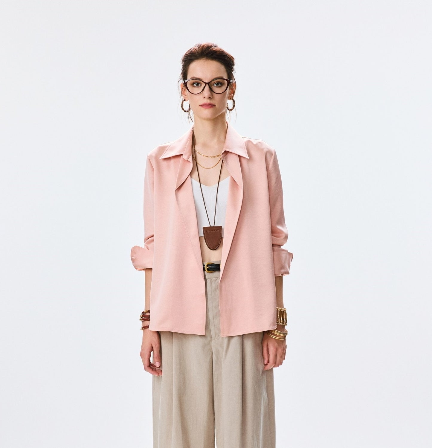 ANNASPEAK  lapel pink shirt-FLIN.