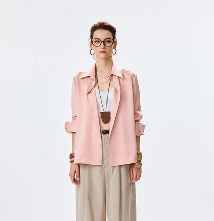 ANNASPEAK  lapel pink shirt-FLIN.