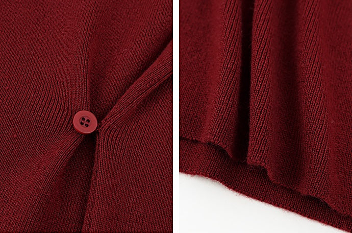 HECO Waist Side Buckle Stand Collar Knitted Short Sleeve Top- BLOOD.