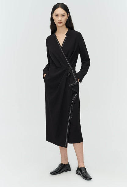COMME MOI Lu Yan designer's new women's acetate V-neck asymmetrical dress - HONOR.