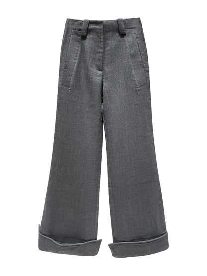 ANNAKIKI waistless fold deconstruct wide-leg pants for women-HITOME