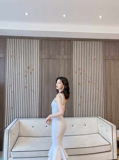 DOLLY Luxury French Style Sleeveless Slim Fit Long Fish Tail Banquet Dress-NARA