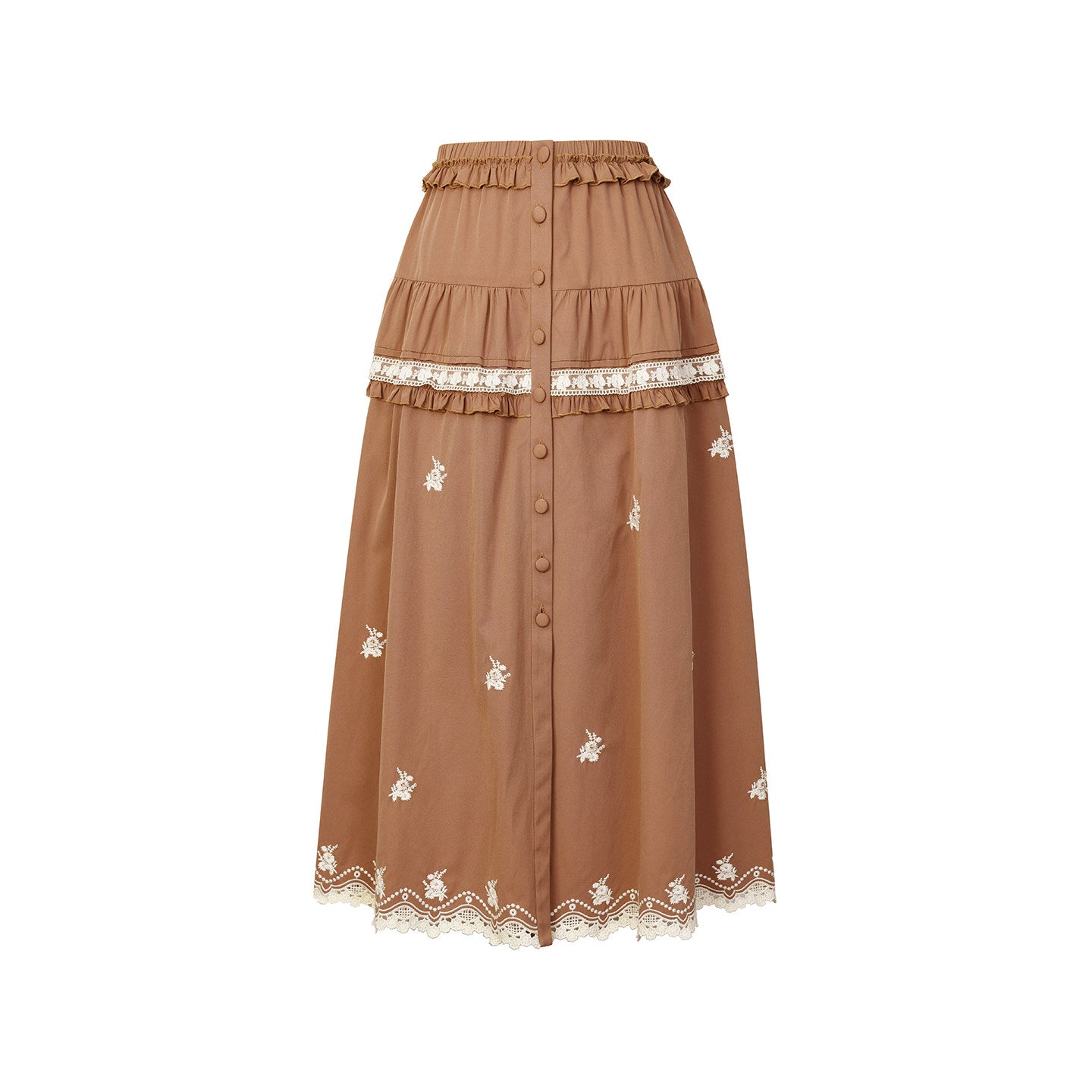 FAME Rococo Flower Embroidered Nail Bead Skirt - CAMDEN